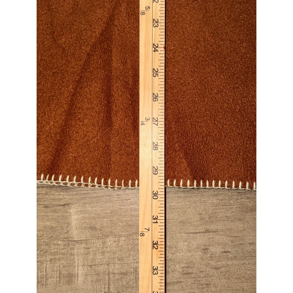 Western Horseshoe Fleece Throw Blanket Rust Brown Whipstitch Edge 34x30